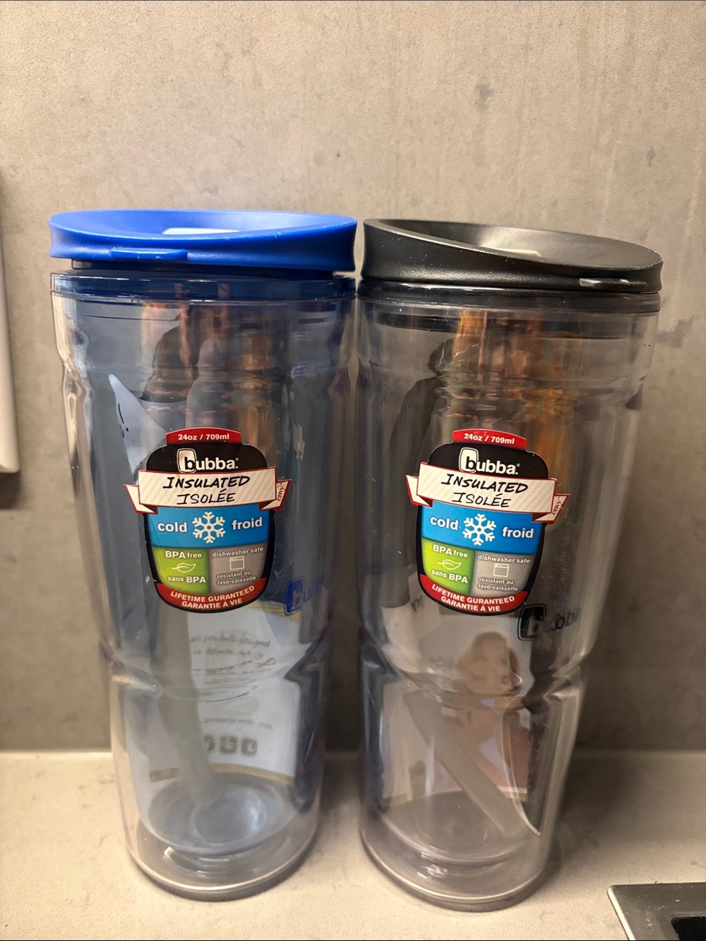 Brand New Bubba Insulated Tumblers (Blue and Black Lids)